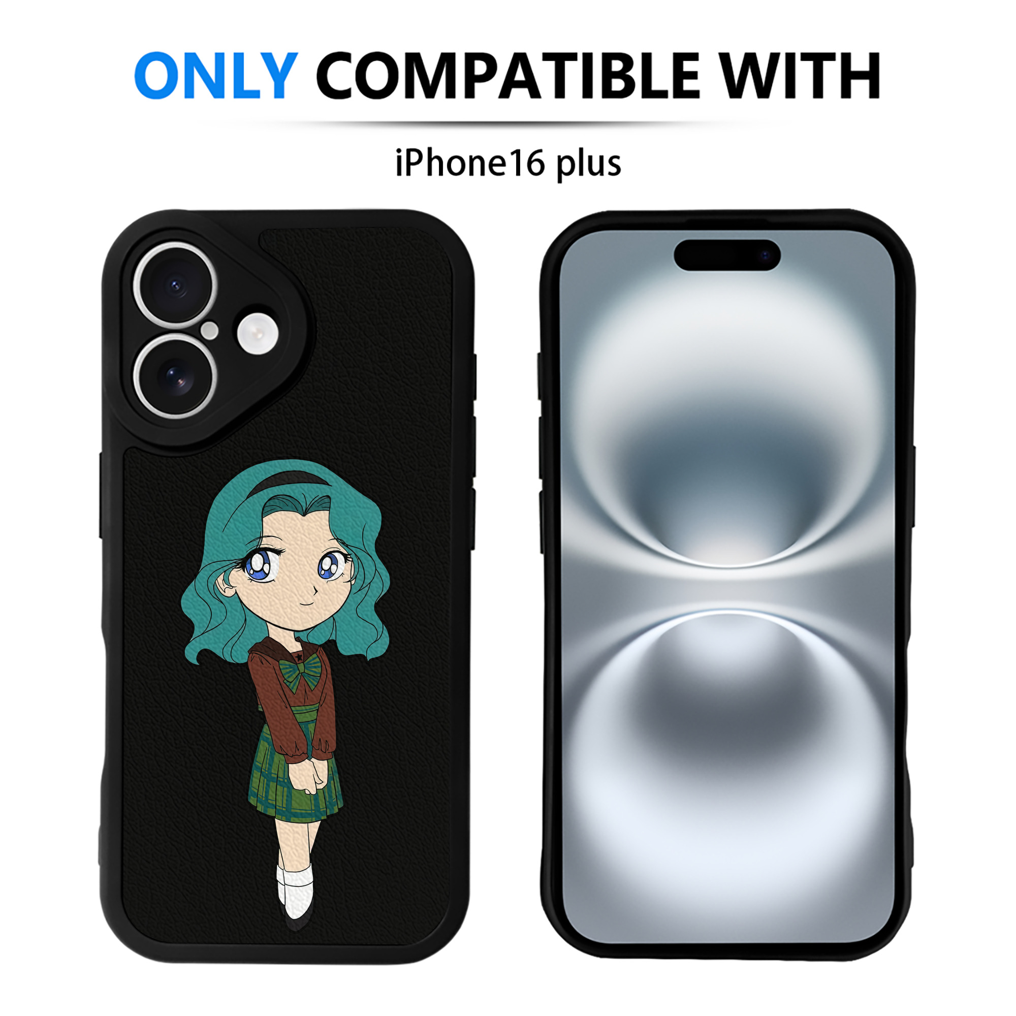 （画像用） 美少女戦士セーラームーン 海王 みちる（かいおう みちる） Sailor Moon Kaiou Michiru 【iPhone 16シリーズ対応】シリコンスマホケース（レザー調） 材質：シリコン